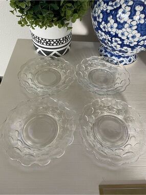 Vintage Federal Yorktown Glass scalloped style Luncheon Saucers set of 4